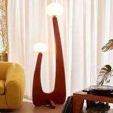 Abat-lampe sphérique rationalisée en bois lampadaire