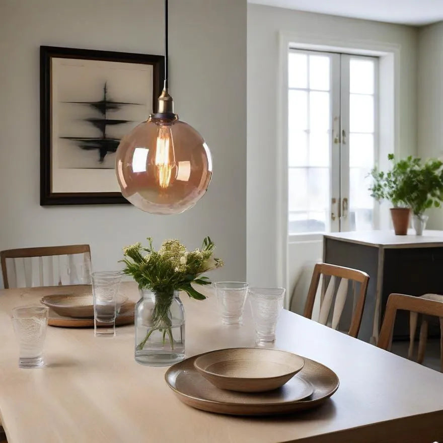 Suspension Verre Style Industriel Vintage pour Salle à Manger