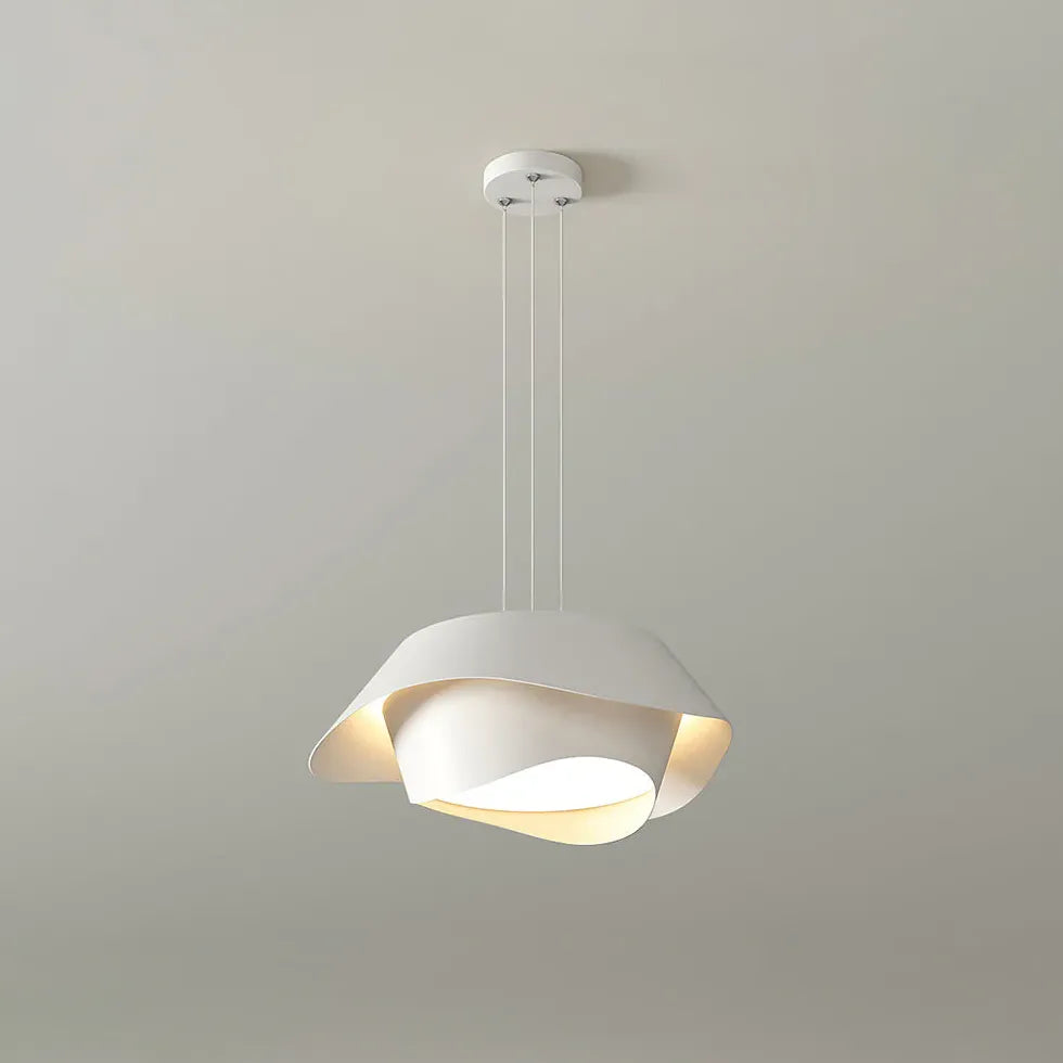 Dual-Layer Wave Design White Dining Room Pendant Light