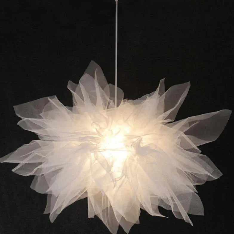 Flower-shaped Modern White Fabric Pendant Light