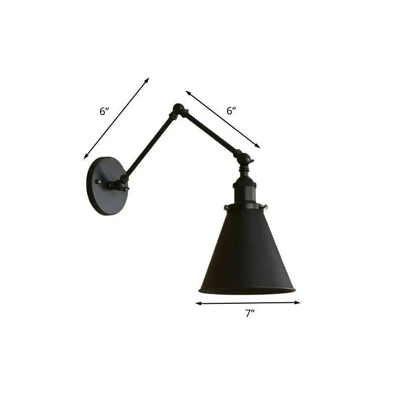 Cone Lampshade Swing Arm Vintage Wall Lights