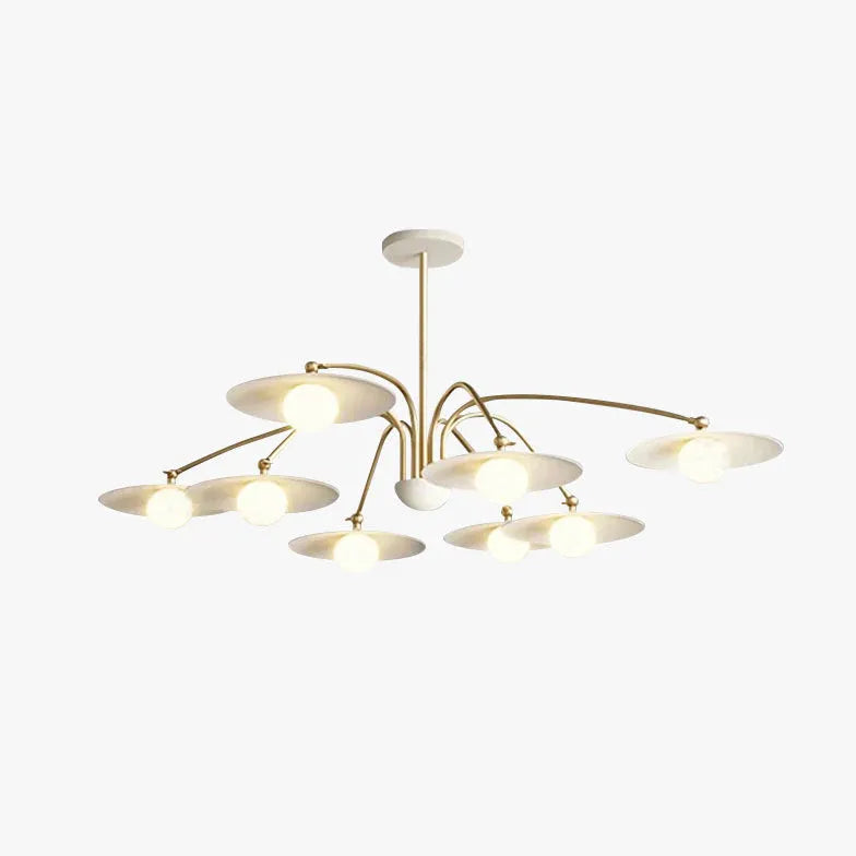 Disc-Shaped Multi-Head Lampshade Branch Chandelier