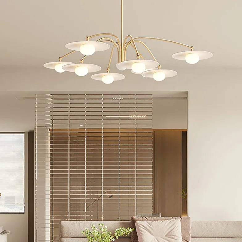 Disc-Shaped Multi-Head Lampshade Branch Chandelier