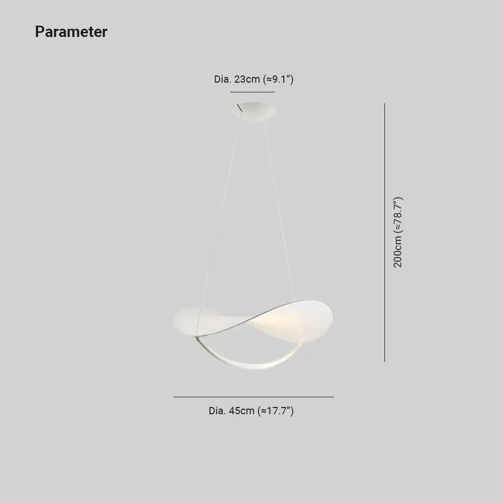 Curved Blades Bedroom White Pendant Light