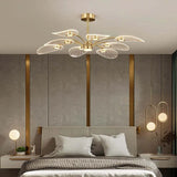 Slender Lotus Leaf Gold LED Pendant Light