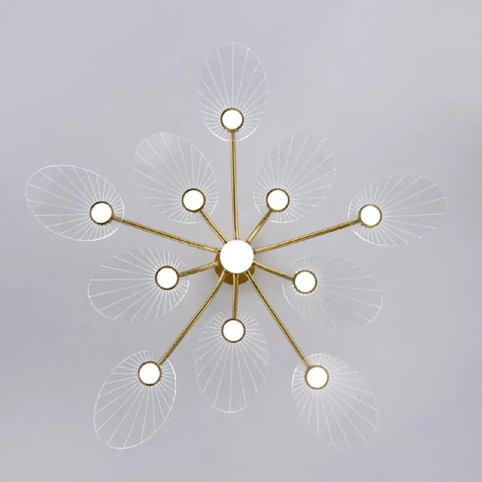 Slender Lotus Leaf Gold LED Pendant Light