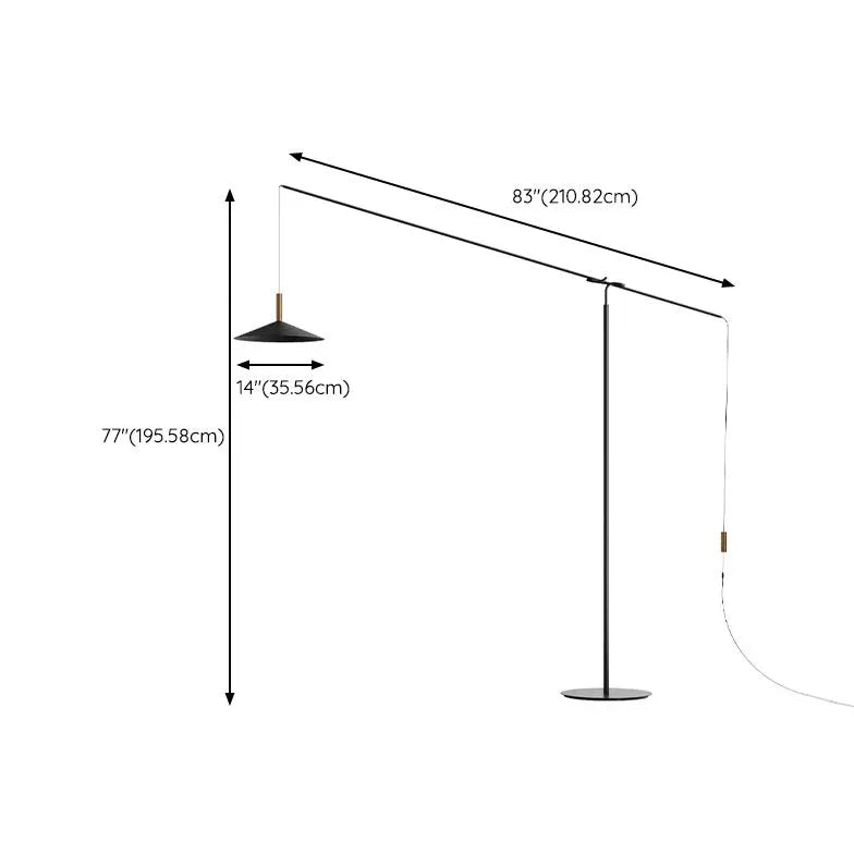 Lampadaire rechargeable minimaliste noir en porte-à-faux