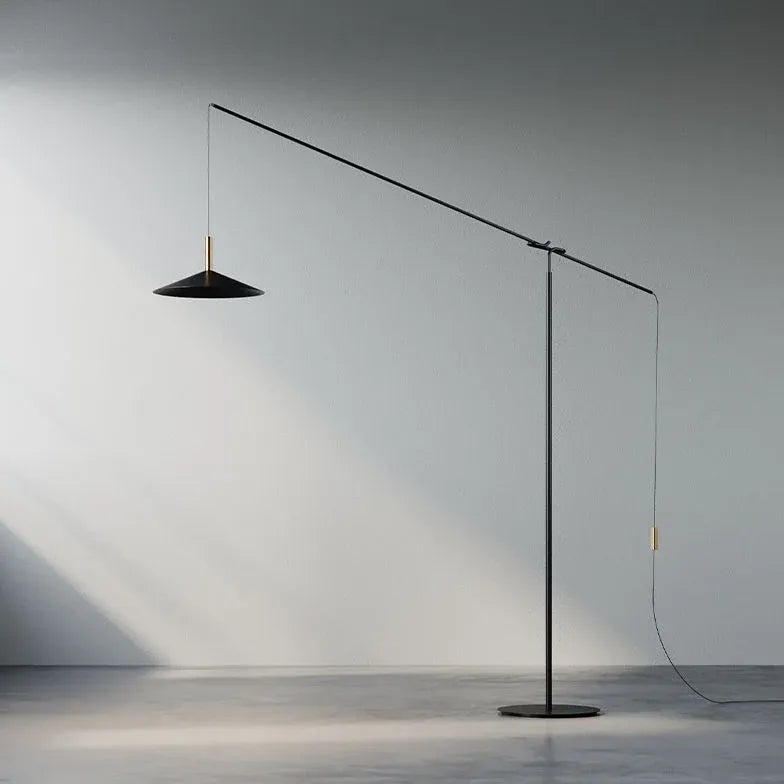 Lampadaire rechargeable minimaliste noir en porte-à-faux