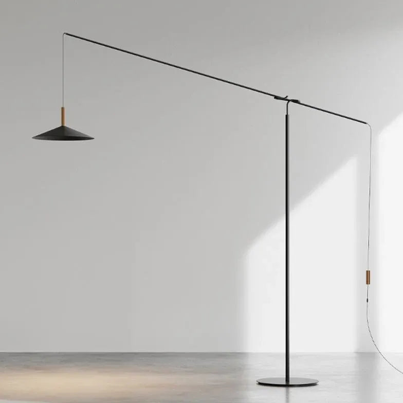 Lampadaire rechargeable minimaliste noir en porte-à-faux