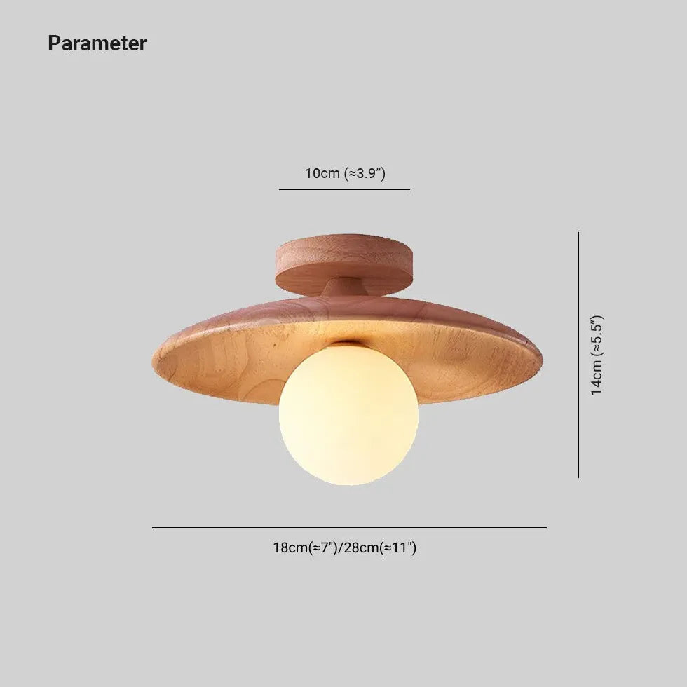 Plafonnier encastré couloir en bois naturel