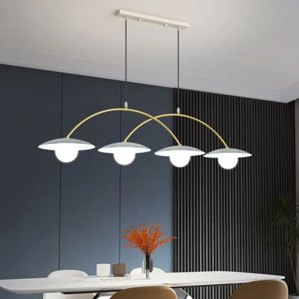 White Four-Head Linear Pendant Light