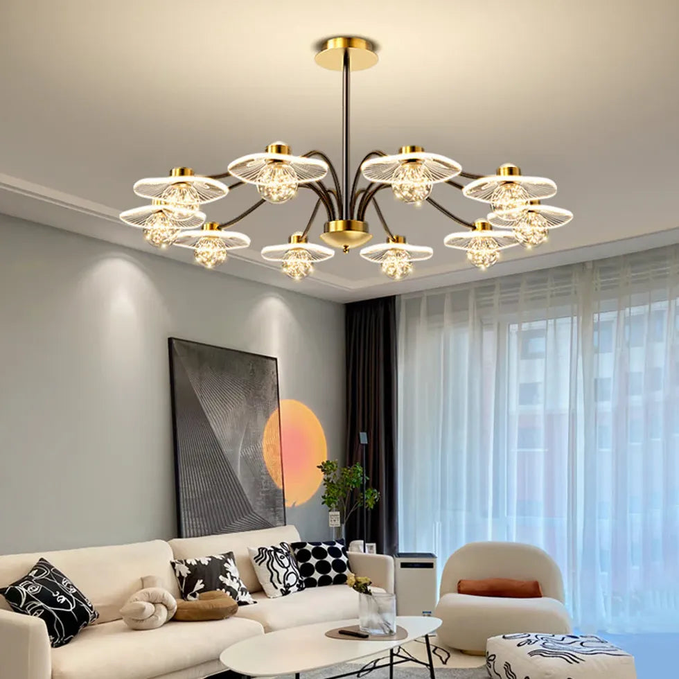 Clear Glass Multi-Head Living Room Chandelier