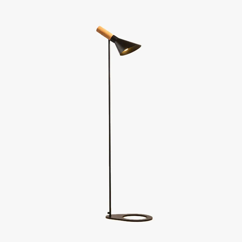 Wooden Cone Black Slim Floor Lamp