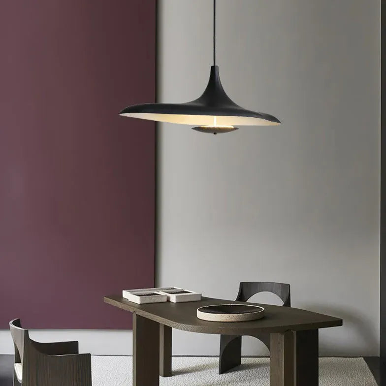 Long Frisbee Black Modern Pendant Light