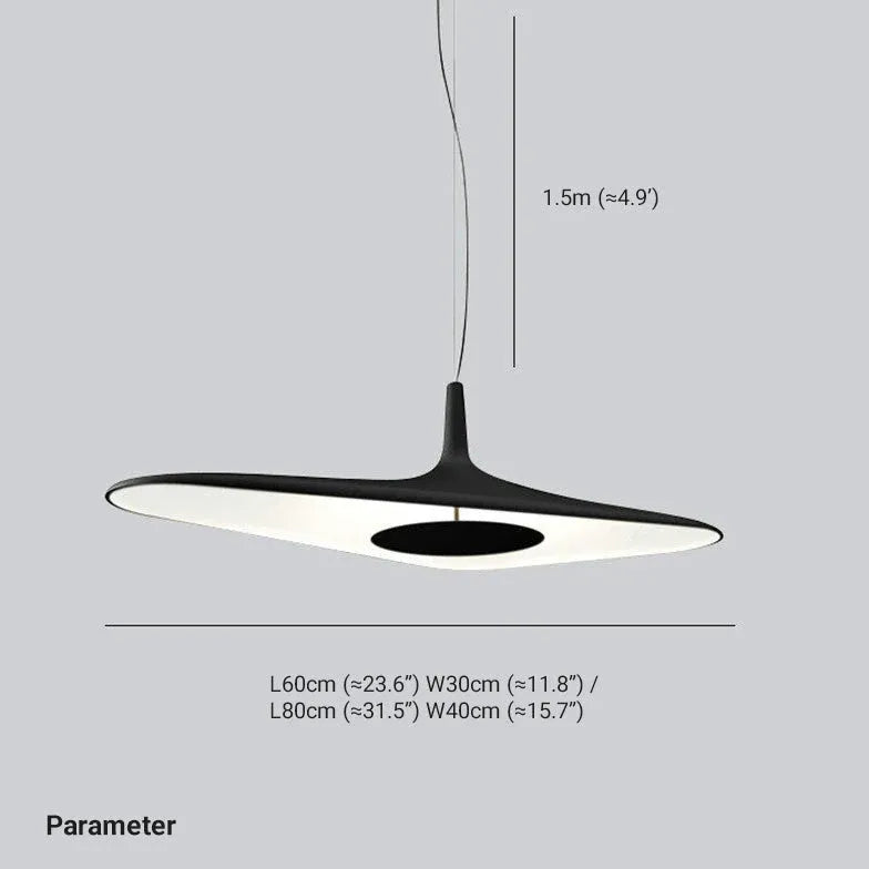 Long Frisbee Black Modern Pendant Light