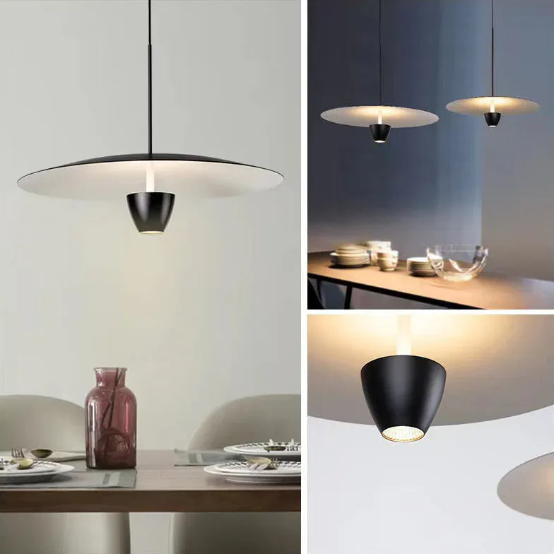 Black Disc-Shaped Modern Single-Head Pendant Light