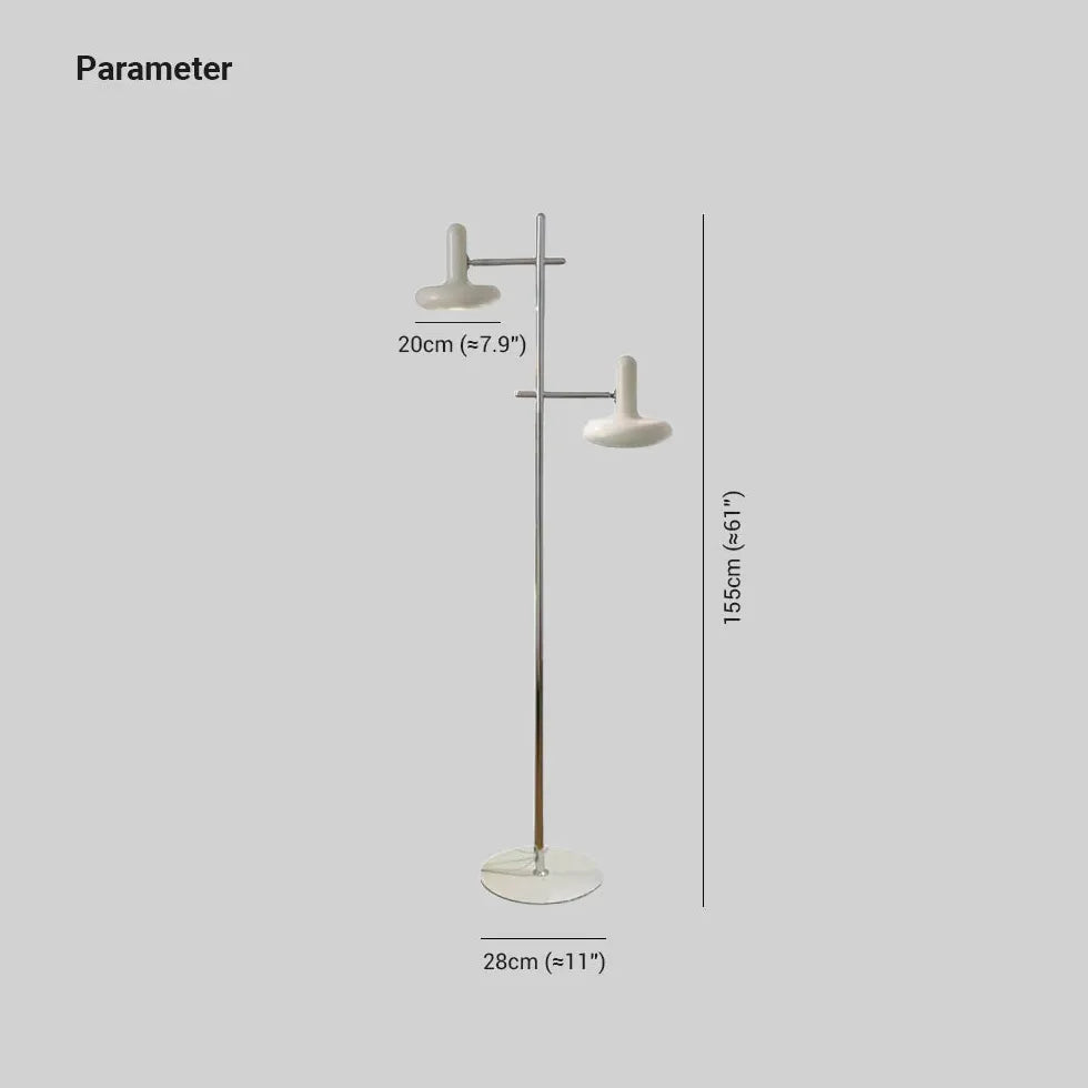 Lampadaire minimaliste à double tête blanc