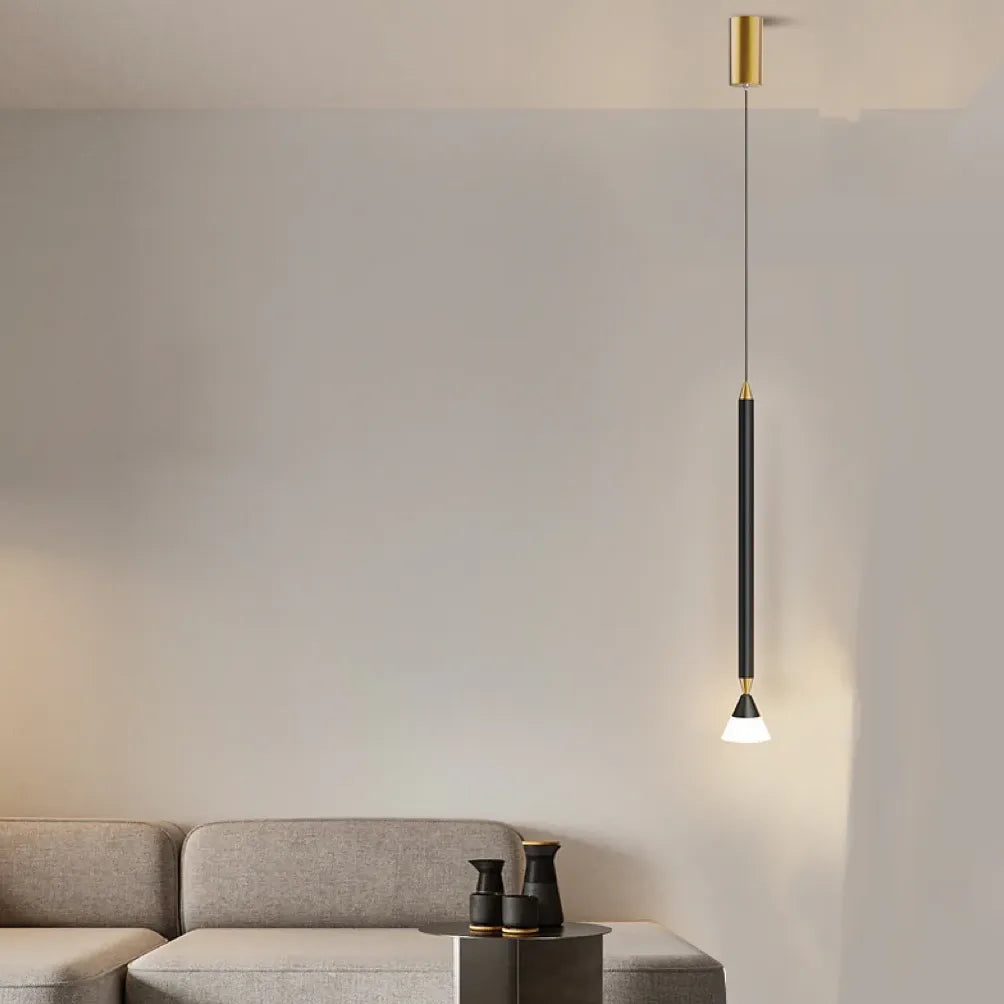 Gold Linear Minimalist Single Head Bedroom Pendant Light