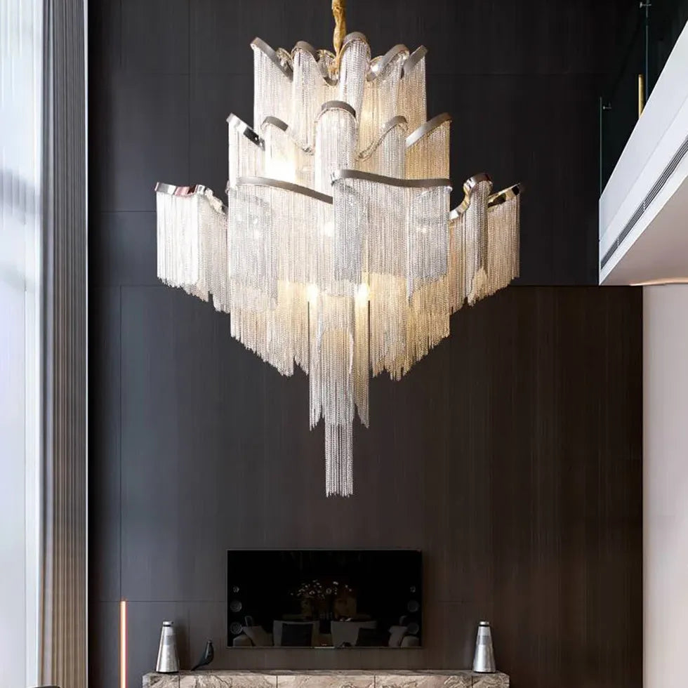 Silver Tassel Style Modern Luxury Pendant Light