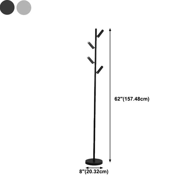 Lampadaire mince noir multi-tampes