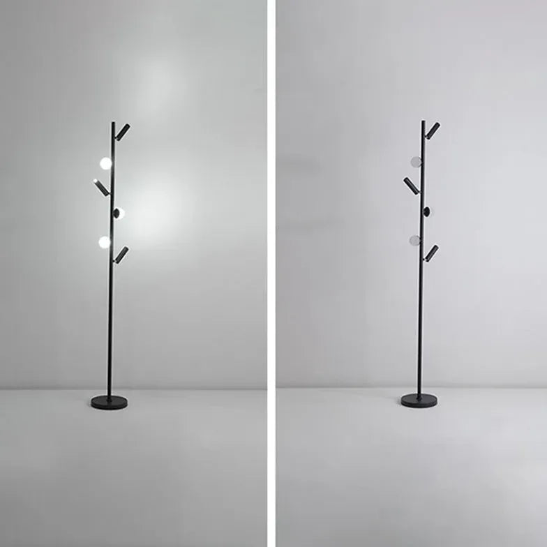 Lampadaire mince noir multi-tampes