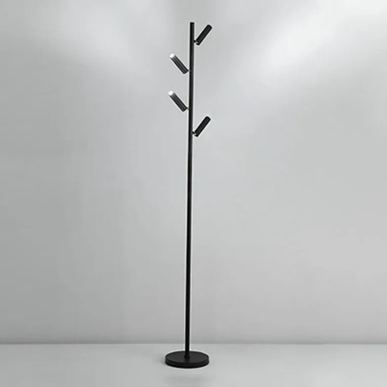 Lampadaire mince noir multi-tampes