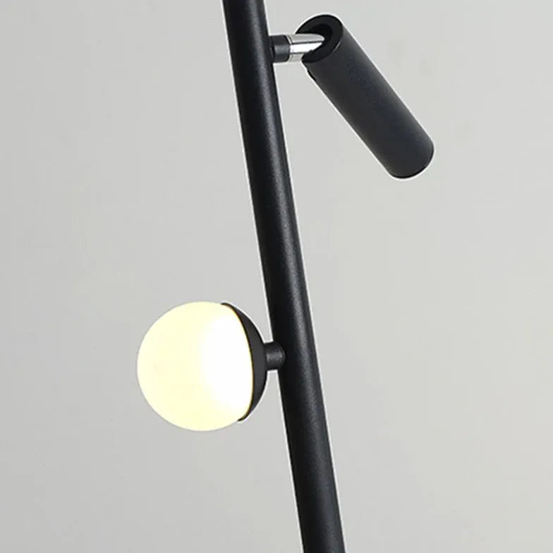 Lampadaire mince noir multi-tampes