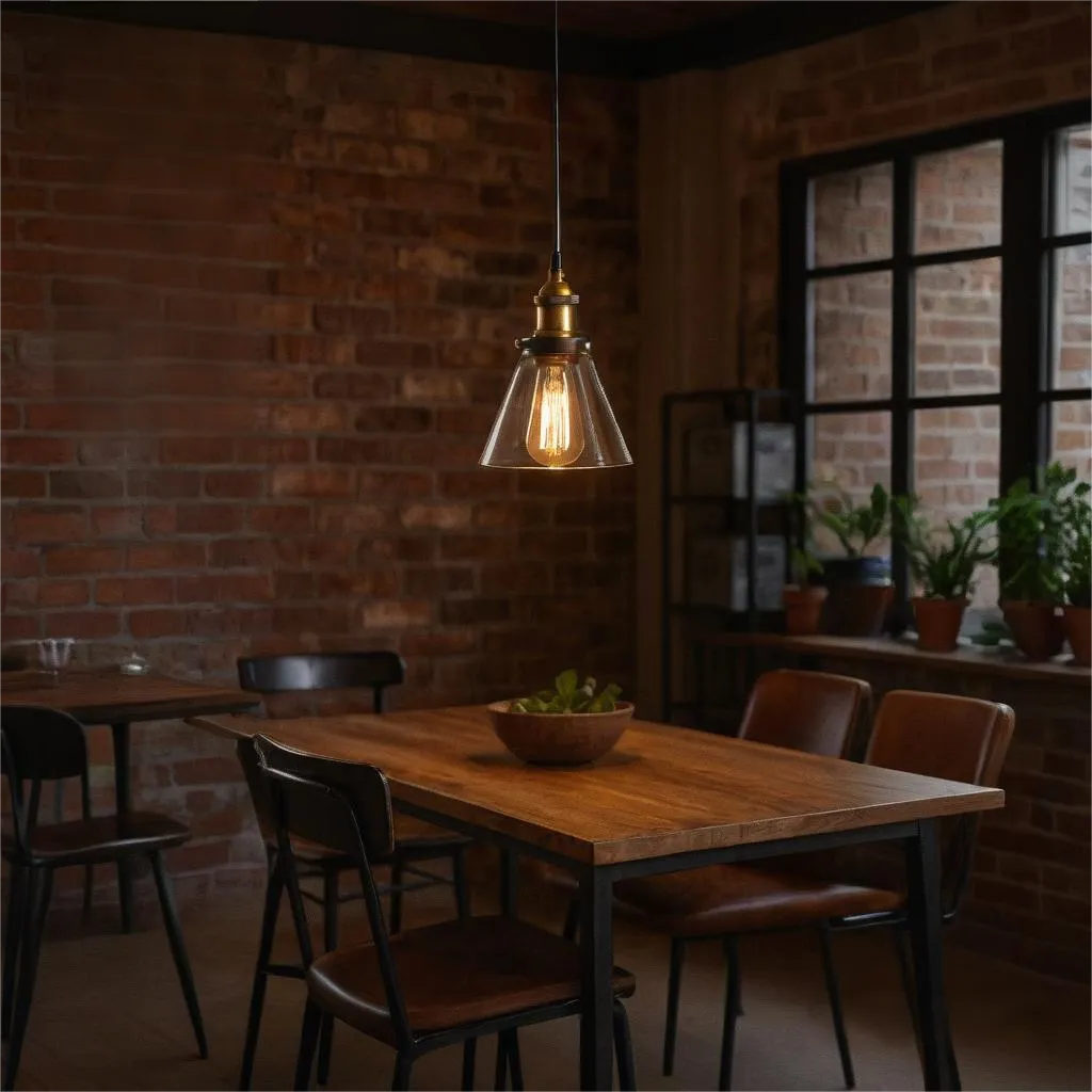 Suspension Verre Style Industriel Vintage pour Salle à Manger