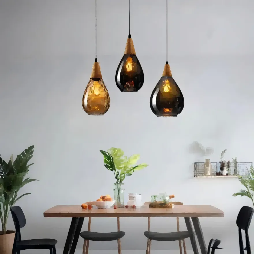 Suspension Goutte d'Eau en Verre Vintage pour Salle à Manger