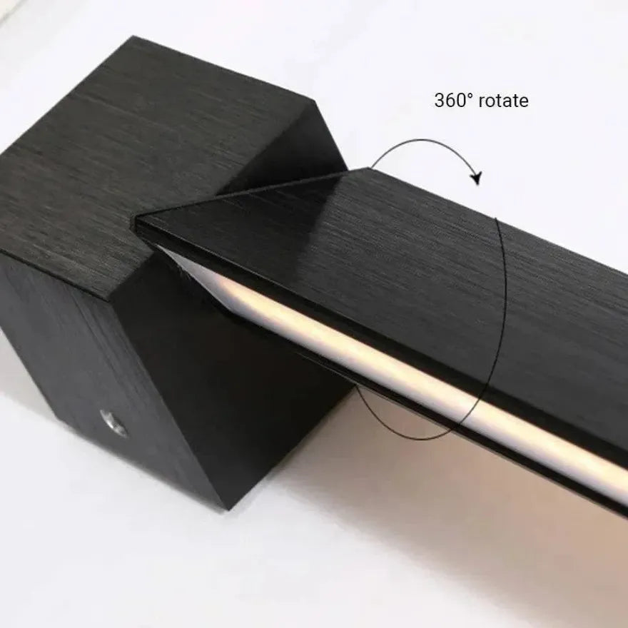 Applique Murale LED Noire Longue Minimaliste avec Tube Rotatif 350°