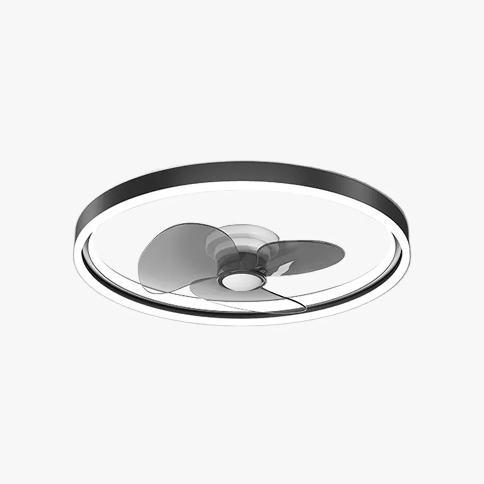 Round Modern Black Bedroom Fan Light