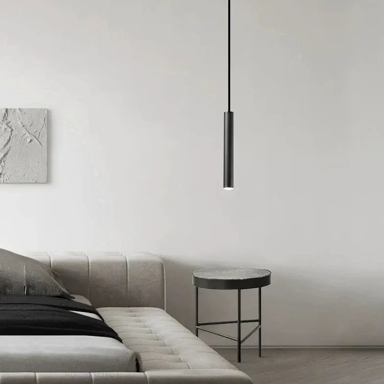 Black Slim Rod Minimalist Pendant Light