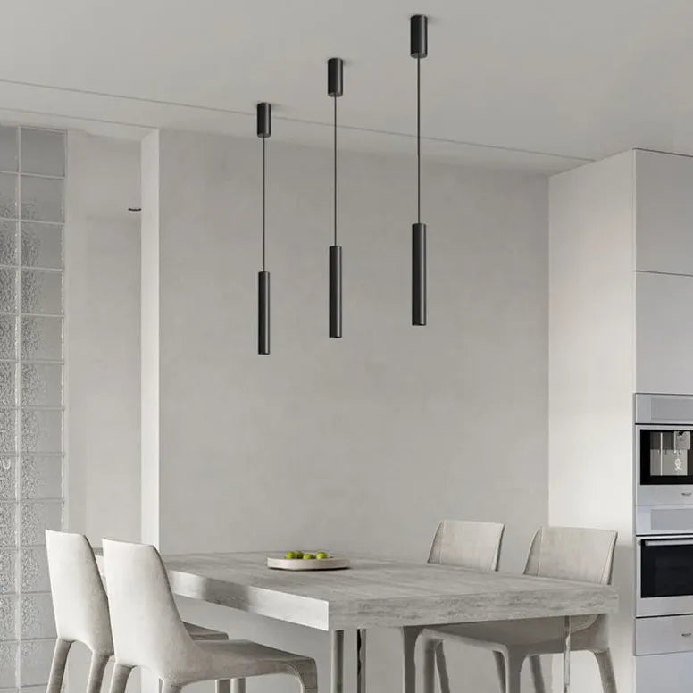 Black Slim Rod Minimalist Pendant Light