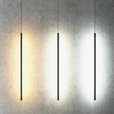 Suspension LED linéaire noire minimaliste pour salon