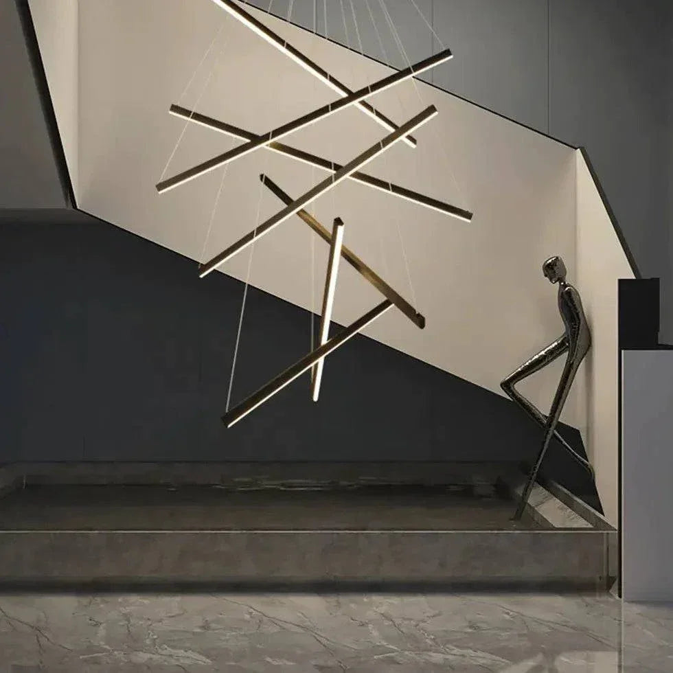 Lustre Minimaliste Moderne Filaire Noir - Clowas.fr