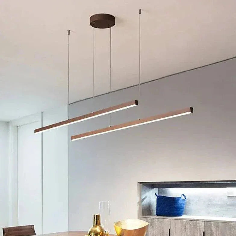 Suspension Bilinéaire Led Marron Pour Salle À Manger - Clowas.fr