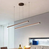 Suspension Bilinéaire Led Marron Pour Salle À Manger - Clowas.fr