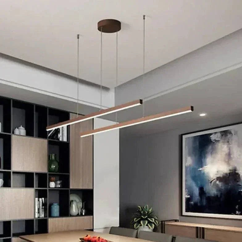 Suspension Bilinéaire Led Marron Pour Salle À Manger - Clowas.fr