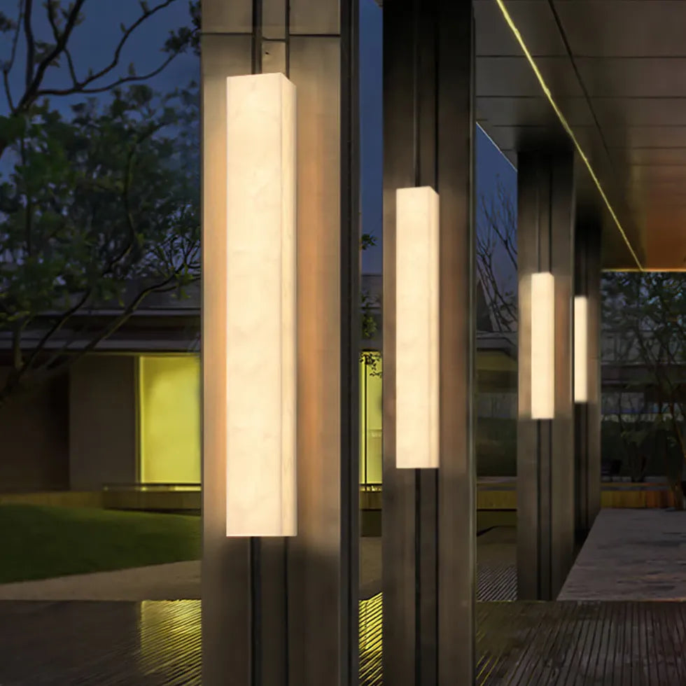 White Resin Edge LED Outdoor Wall Lights