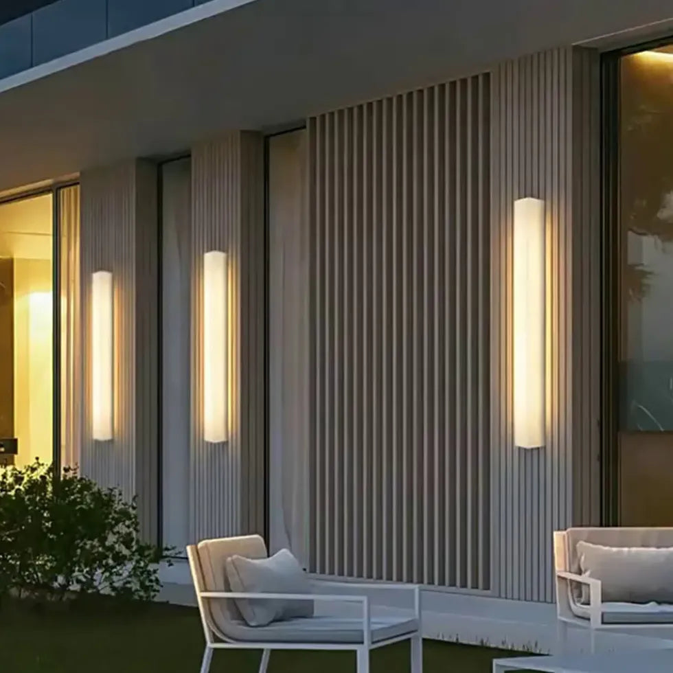 White Resin Edge LED Outdoor Wall Lights