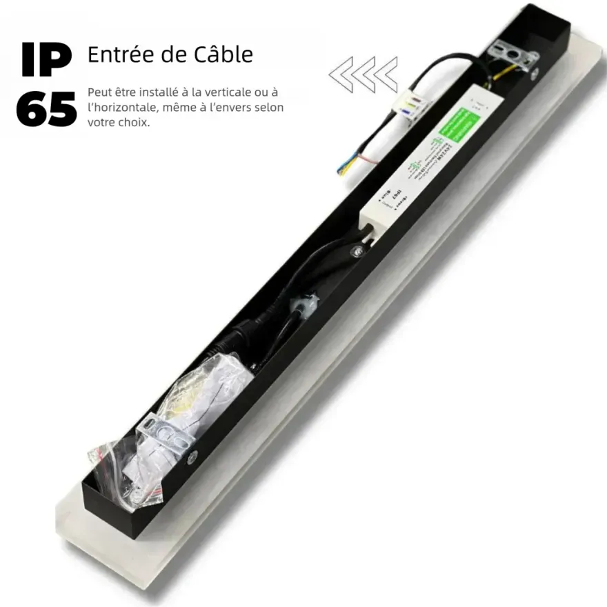 Applique Murale Extérieure Linéaire LED Noire Avec Éclairage en Bordure