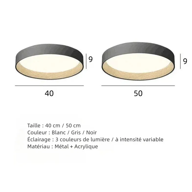 Plafonnier LED Rond Dimmable Style Minimaliste pour Chambre