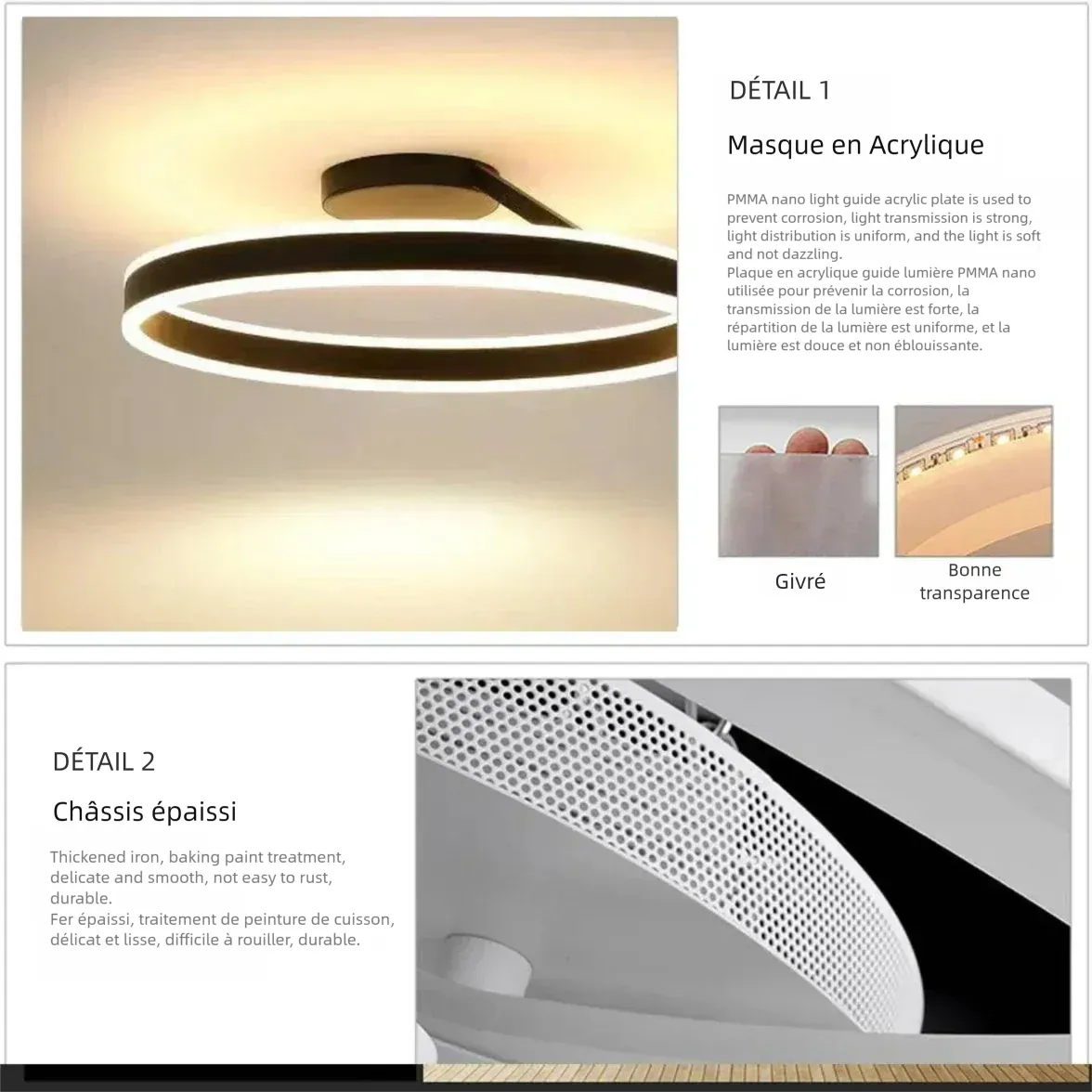 Plafonnier LED Anneau Moderne Dimmable pour Chambre