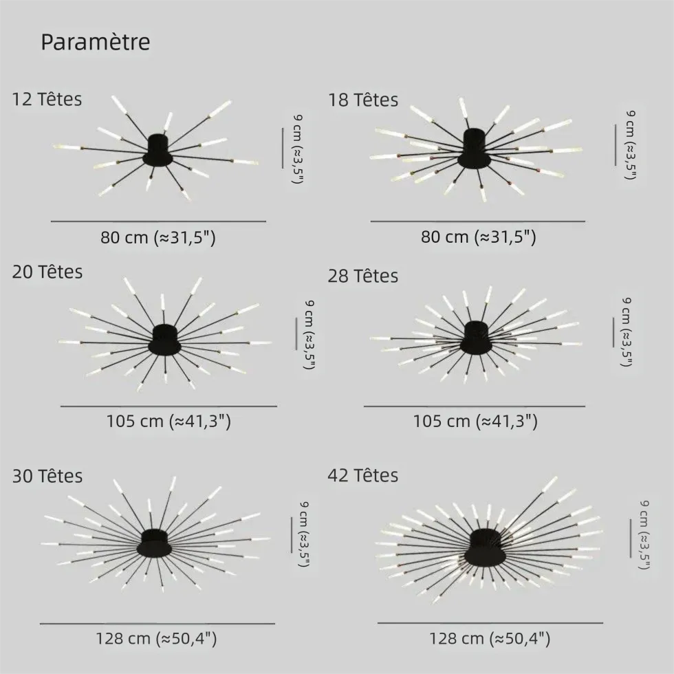 Plafonnier LED Design Créatif Forme Feu d'Artifice à Intensité Variable