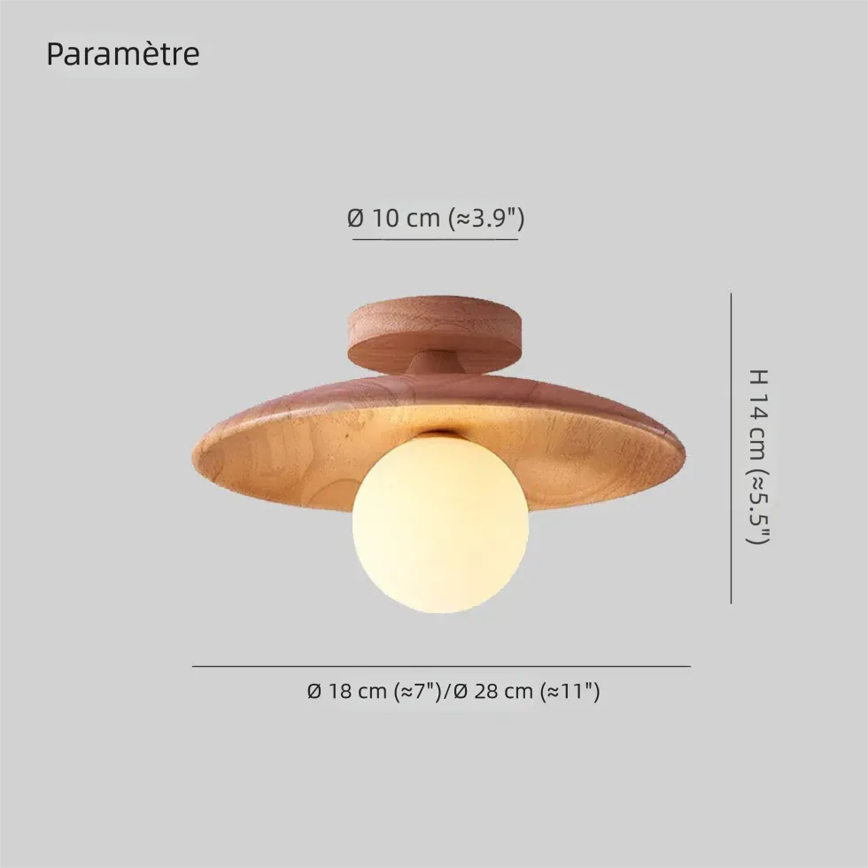 Plafonnier en Bois Design Japonais en Forme de Bol pour Couloir