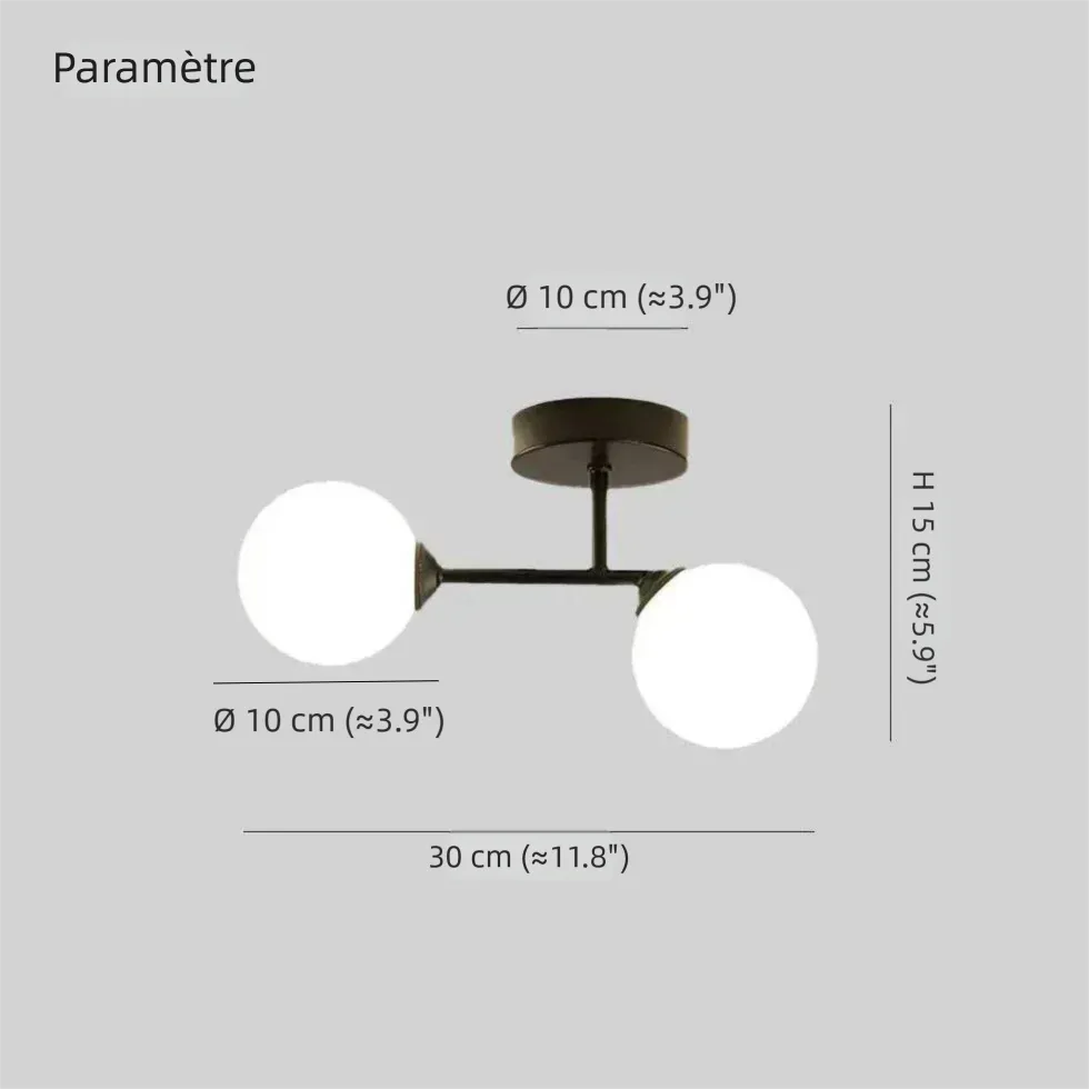 Plafonnier Simple À Deux Têtes Boule Blanche pour Couloir