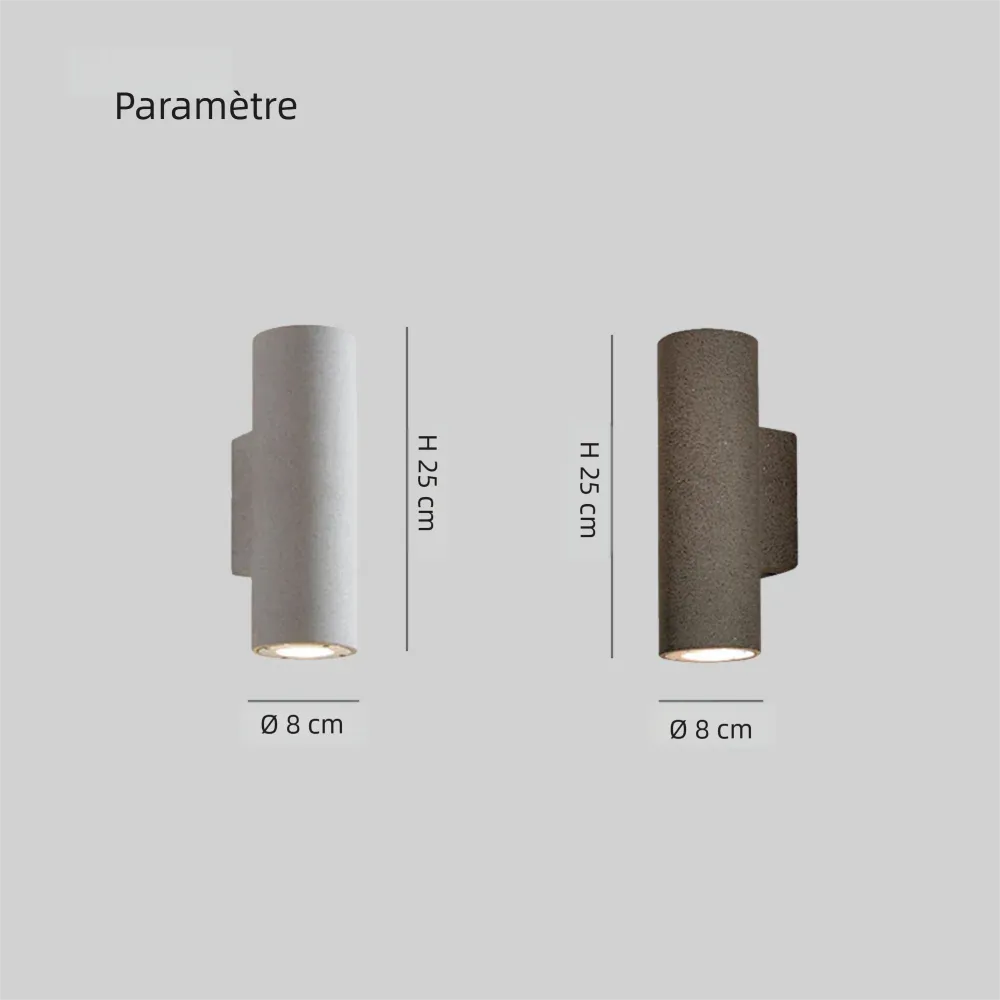 Applique Murale Exterieure LED Ciment Cylindrique Up Down Minimaliste