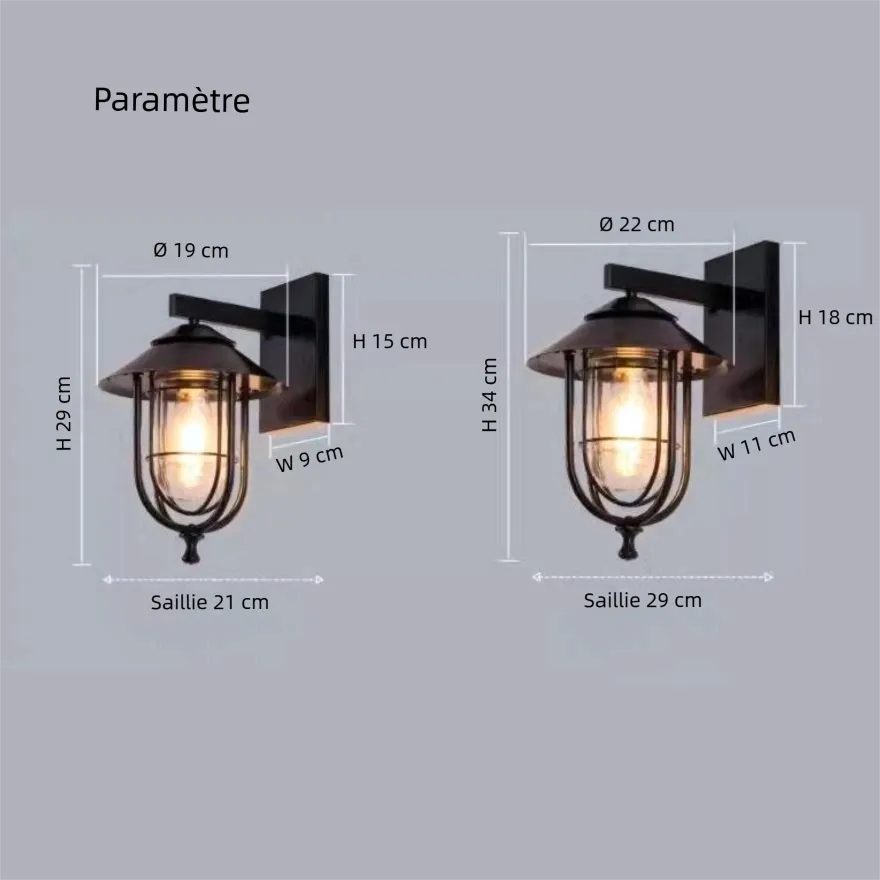 Applique Murale Extérieure Lanterne Noire Industrielle