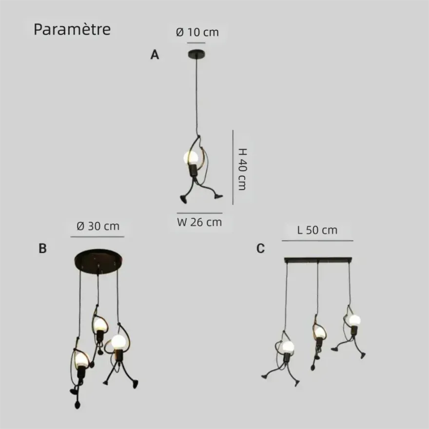 Suspension LED Moderne et Créative Petit Homme pour Chevet