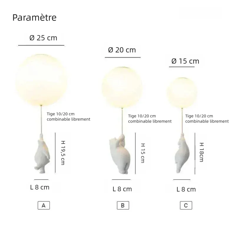 Plafonnier LED Ours en Forme de Ballon pour Chambre d'Enfant